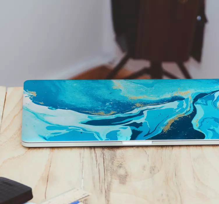 Tyylikäs sininen maalaus Läppäritarra - Tenstickers