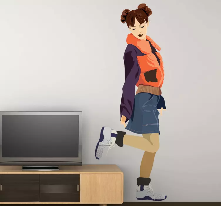 Tyylikäs tyttöasento hahmotarra - Tenstickers