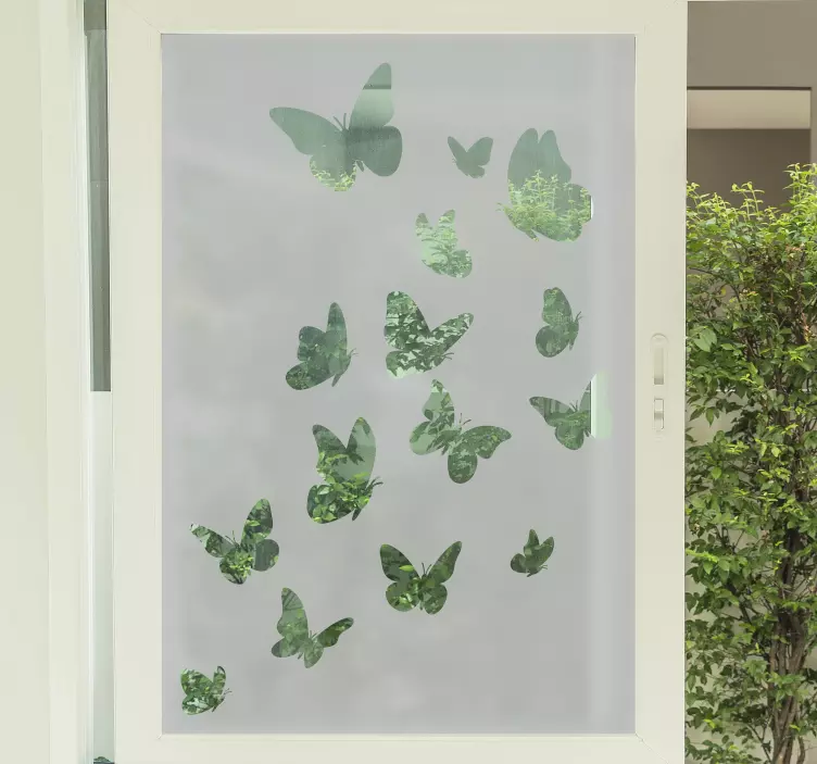 Useita lentäviä perhosia ikkuna tarra - Tenstickers