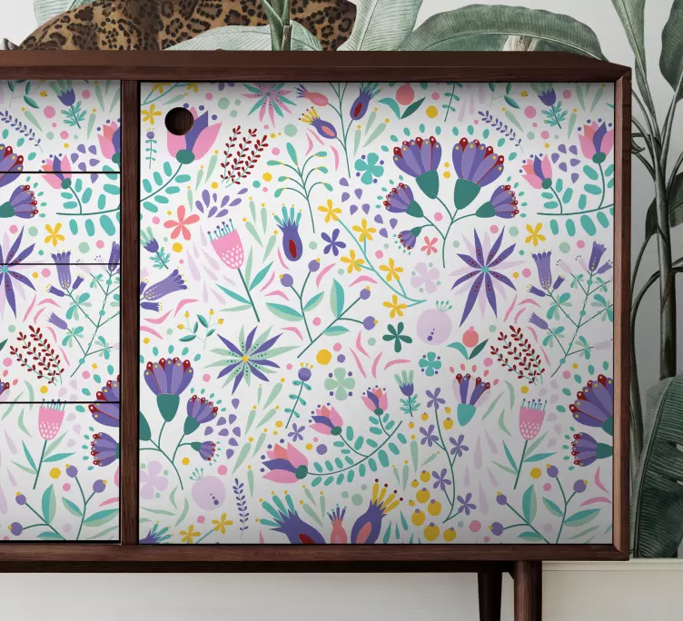 Vaaleanpunaiset ja violetit puolankukat Huonekalutarrat - Tenstickers