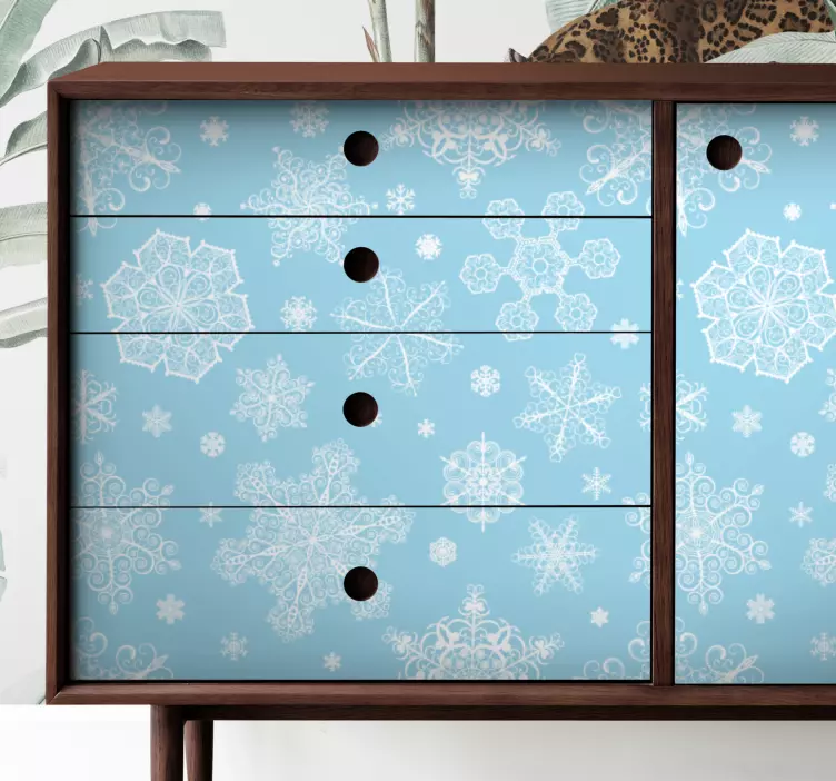 Valkoiset lumihiutaleet sinisellä pohjalla joulutarrat - Tenstickers