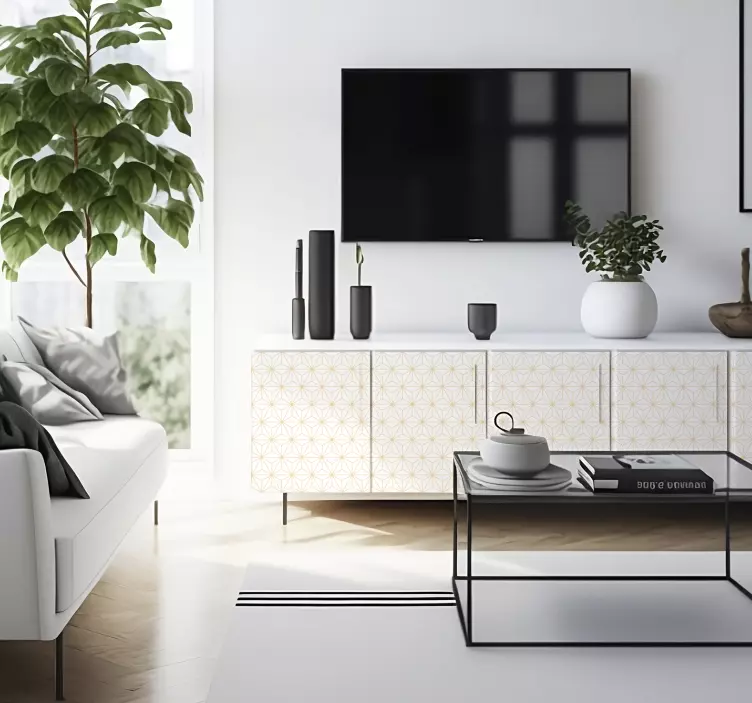 Valkoisia ja kultaisia viivoja koristeellinen seinätarra - Tenstickers