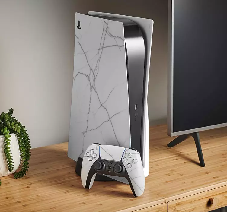 Valkoista marmoria PS5 skin - Tenstickers