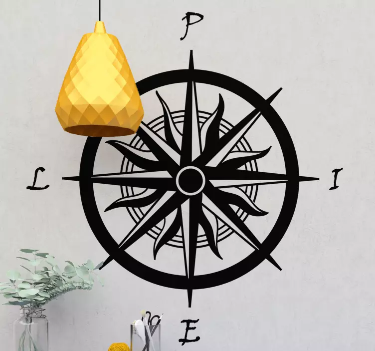 Vanha kompassi seinä tarra - Tenstickers