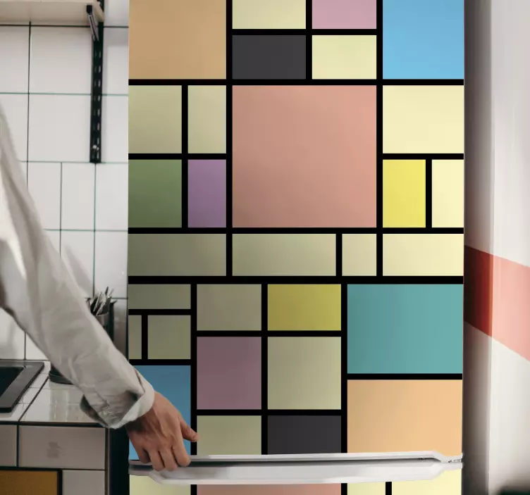 Mondrian värikkäät lohkot jääkaappitarra - Tenstickers