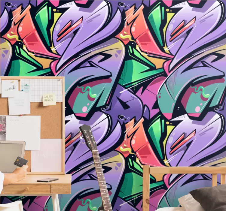 Värikäs graffiti katutaide kuvio vinyyliarkki tarra - Tenstickers