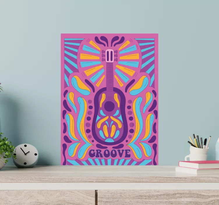 Värikäs kitara taide sijaintitarra - Tenstickers