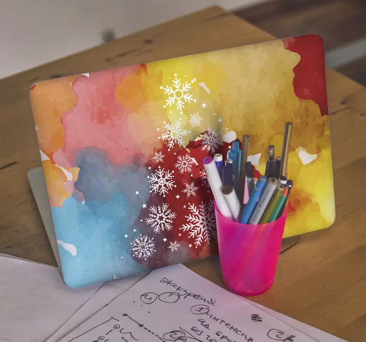 Värikäs lumihiutalekuvio läppäritarra - Tenstickers