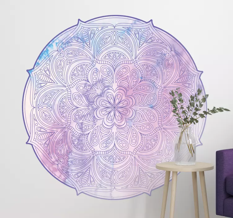 Värikäs mandala-kuvio kukkatarra - Tenstickers