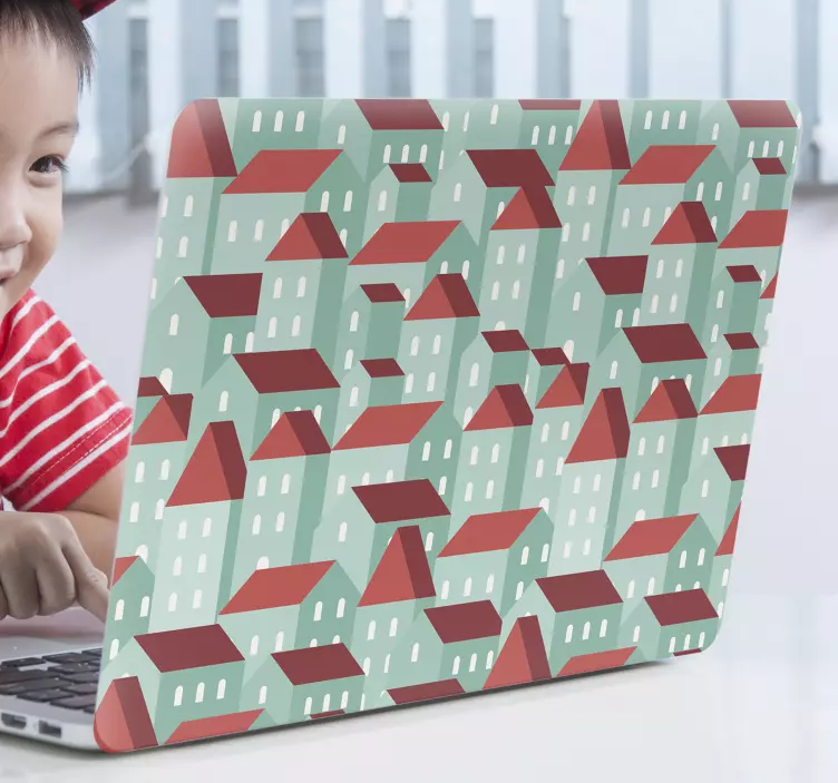 Värikäs talokuvio läppäritarra - Tenstickers