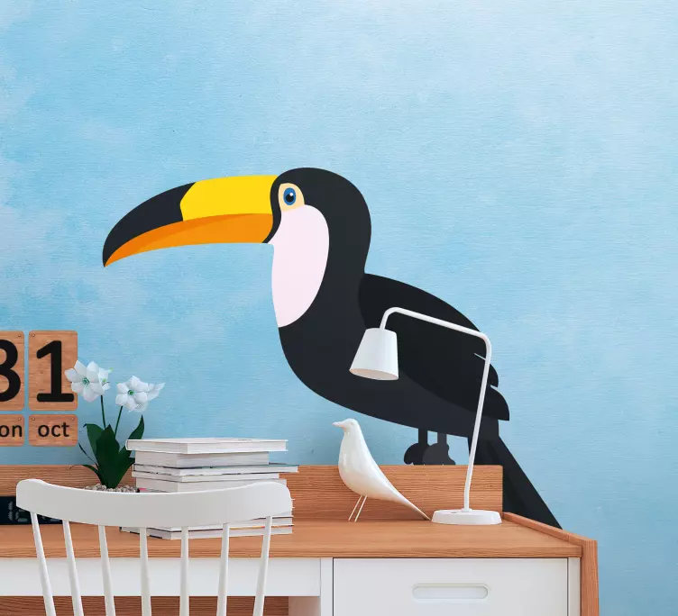 Värikäs tukaani sarjakuva lemmikki tarra - Tenstickers