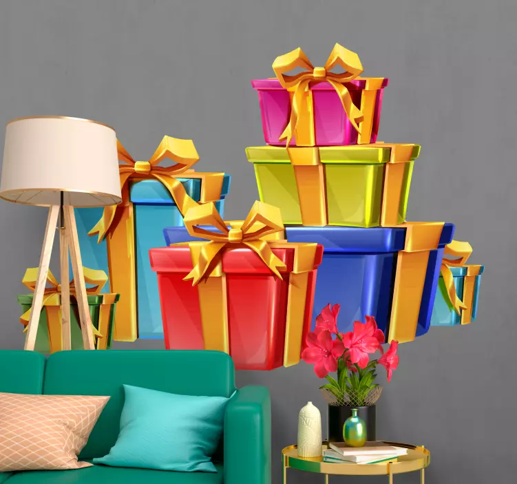 Värikkäät lahjapakkaukset juhlatarra - Tenstickers