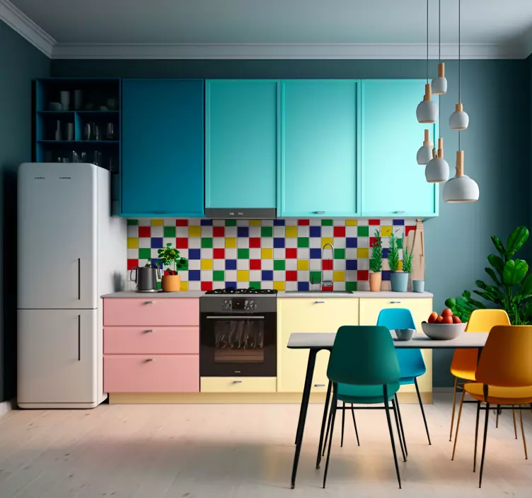 Värikkäitä laattoja yksivärinen vinyylitarra - Tenstickers