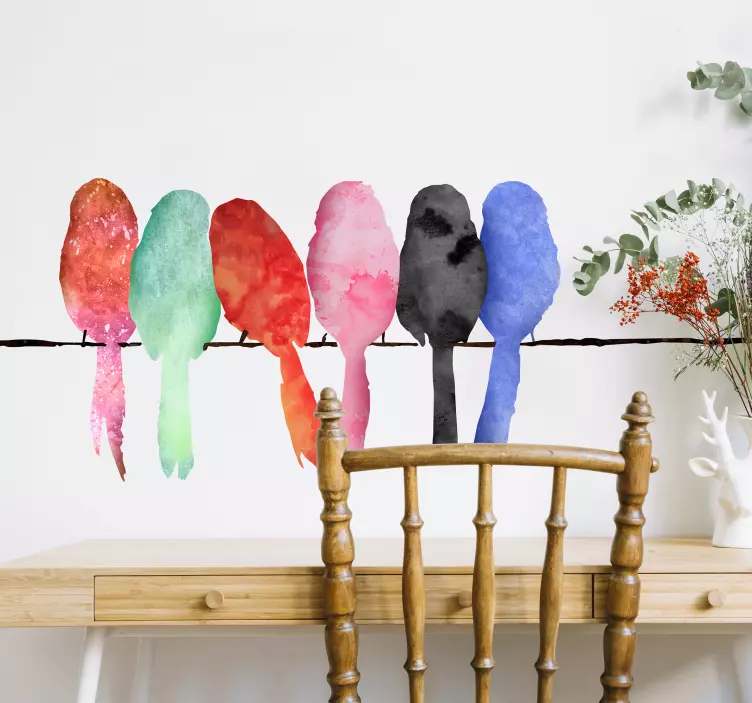 Värikkäitä lintuja langalla - Tenstickers