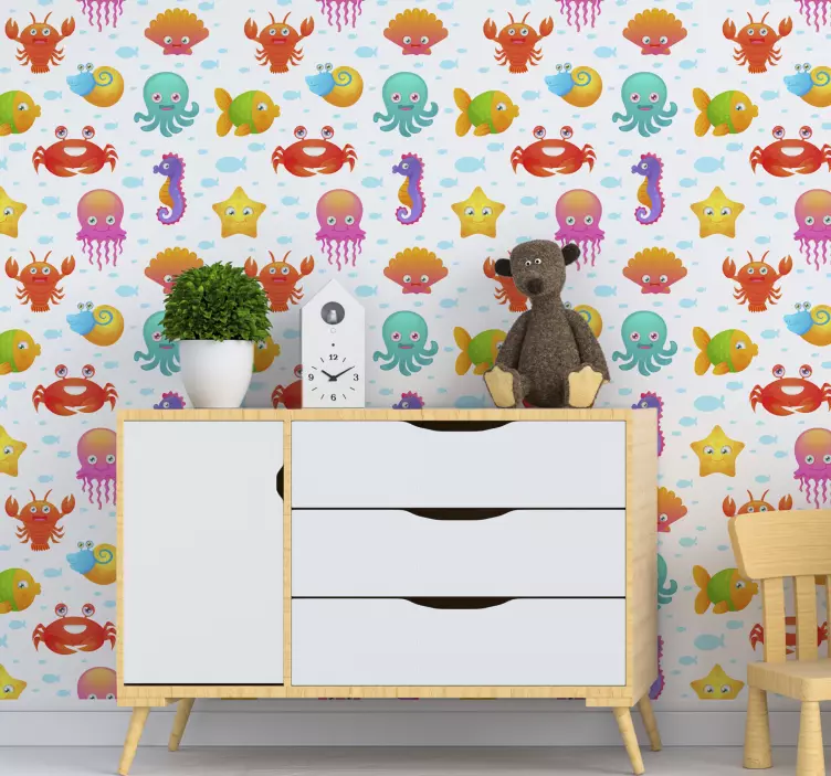 Värikkäitä merieläimiä maatilan eläintarra - Tenstickers