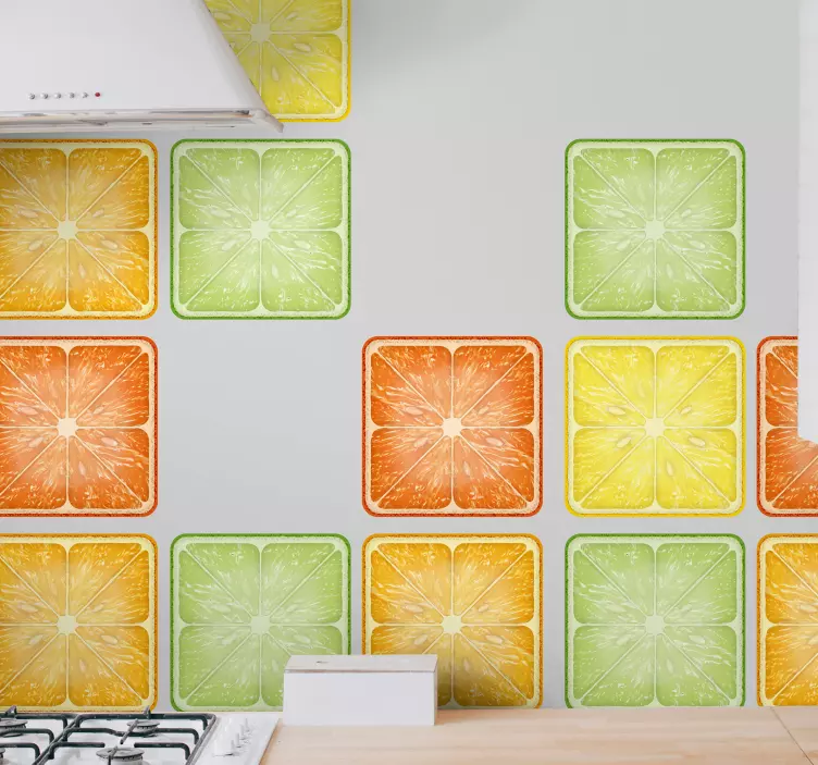 Värikkäitä sitrushedelmiä kaakelitarra - Tenstickers