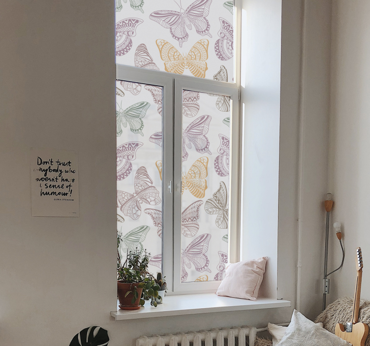 Värillisiä koriste-perhosia Ikkunatarrat - Tenstickers