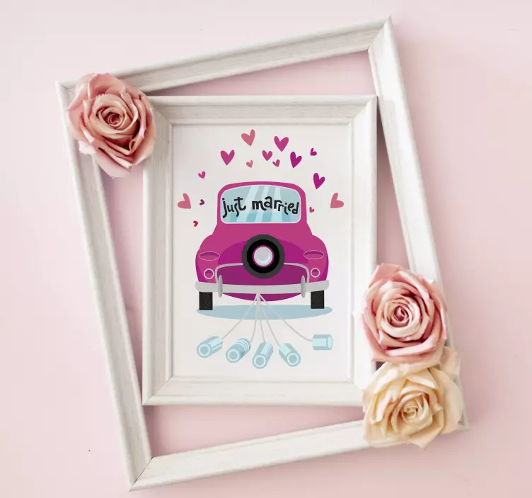 Ihana vastanaineet pinkki auto Häätarrat - Tenstickers