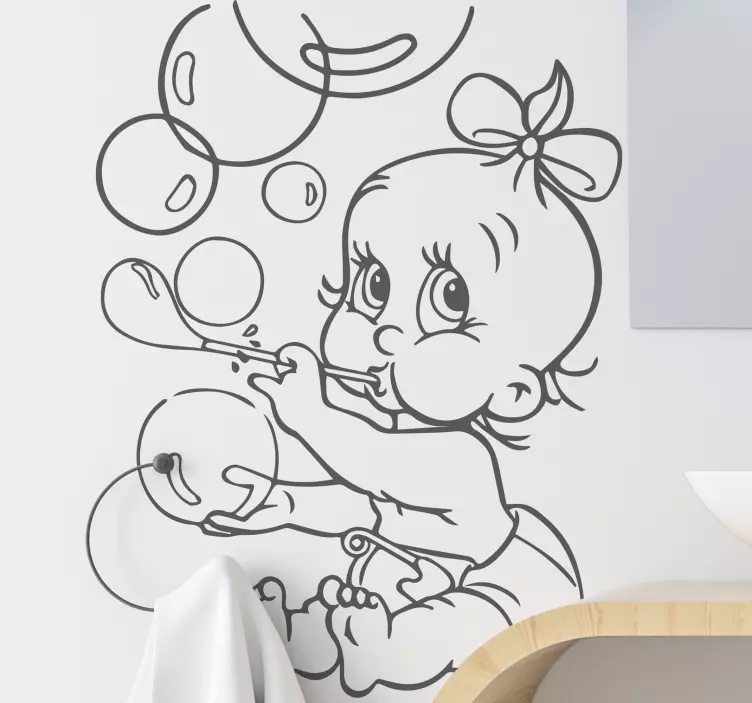 Vauva puhaltaa kuplia hahmotarra - Tenstickers
