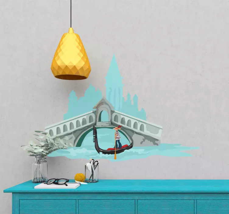 Venetsialainen gondolinäkymä sijaintitarra - Tenstickers