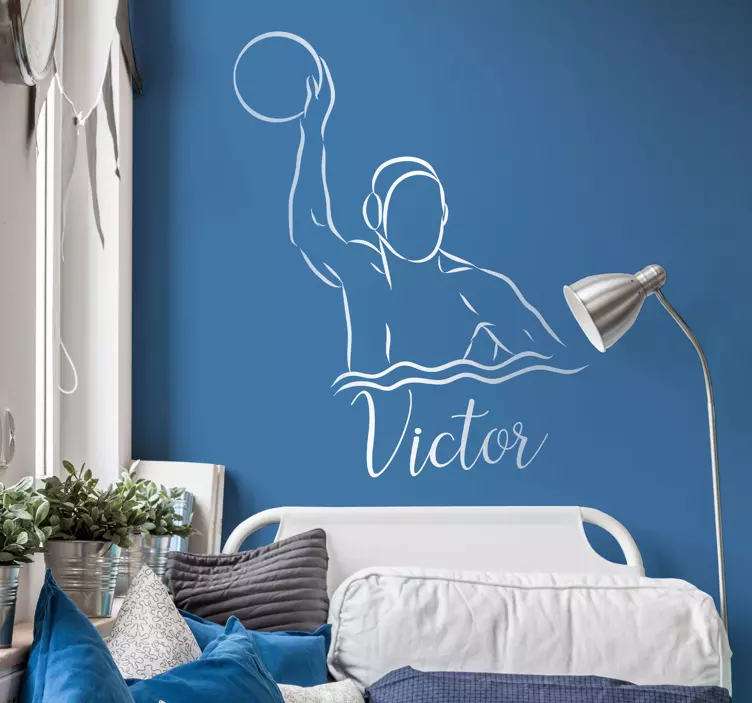 Vesipallo nimetyllä seinäkoristeella - Tenstickers