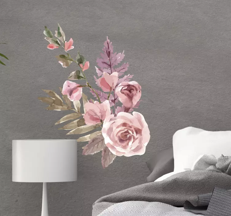 Vesiväri kukka koostumus kukkatarra - Tenstickers