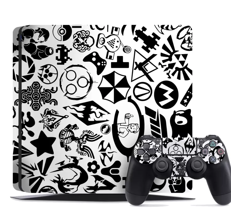 Videopelien kuvakkeet musta PS4 skin - Tenstickers