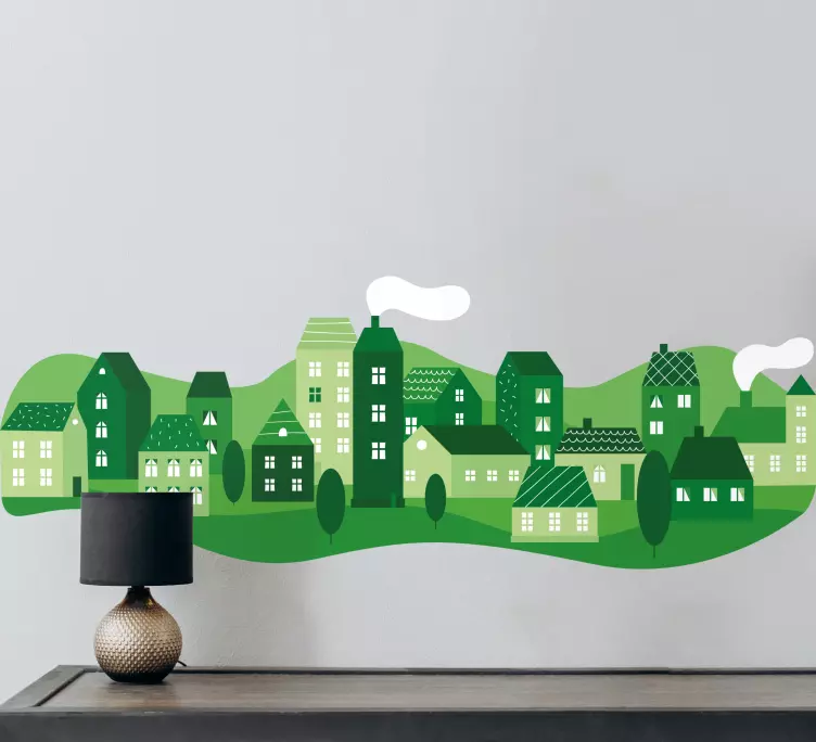 Viehättävä vihreä kylä sijaintitarra - Tenstickers