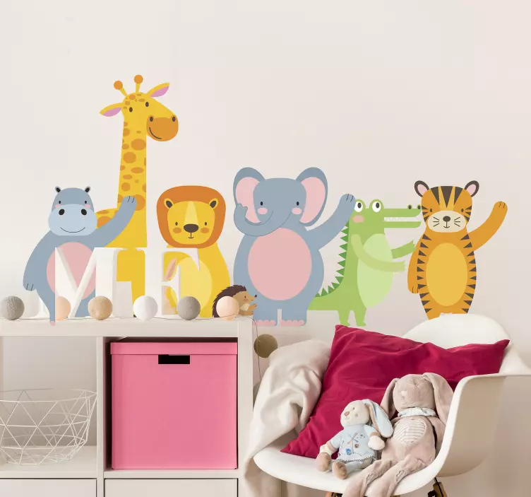 Söpöt viidakon eläin pennut lasten tarra - Tenstickers