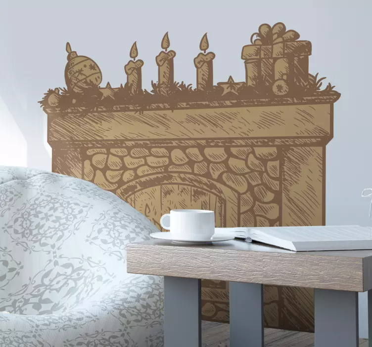 Viihtyisä mantel-sisustus sisustustarra olohuoneeseen - Tenstickers