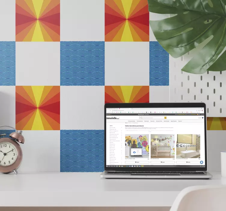 Vintage auringonlasku laatat kaakelitarra - Tenstickers