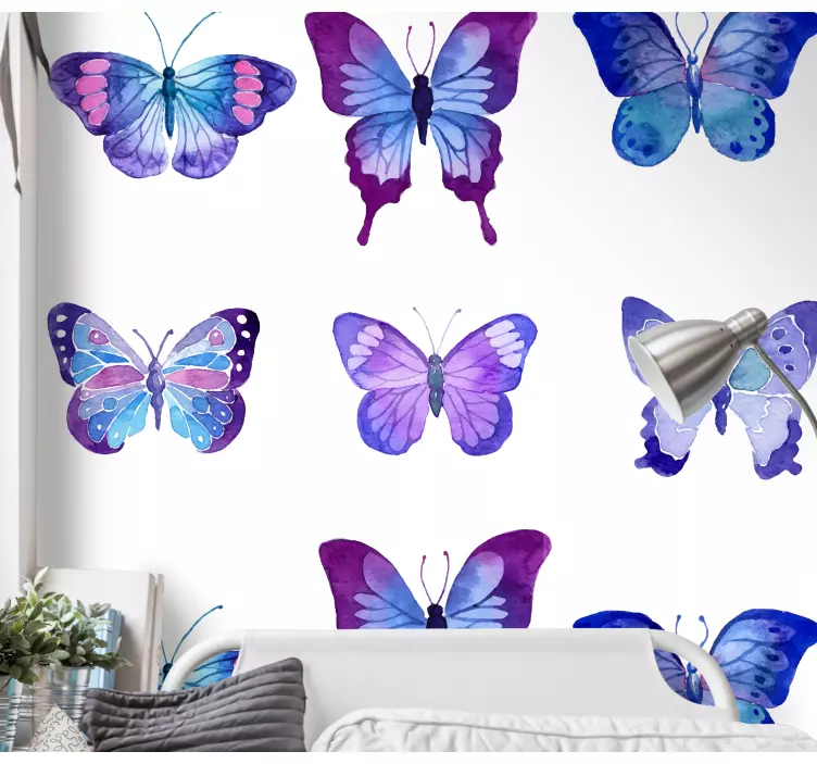 Vintage perhonen vesiväri vaikutus perhostarra - Tenstickers