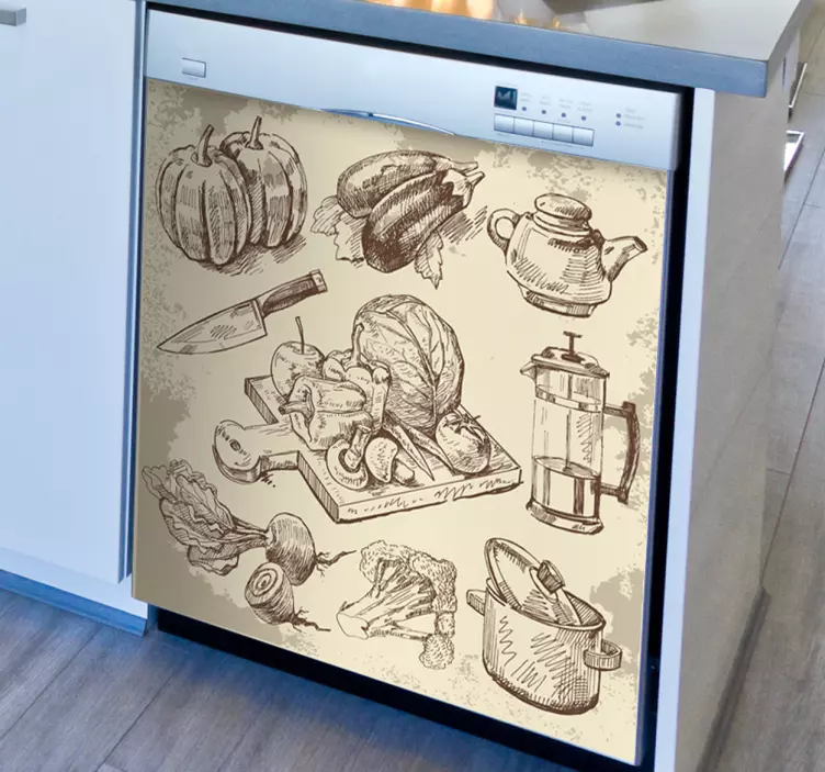 Vintage ruoka kuva tarra - Tenstickers