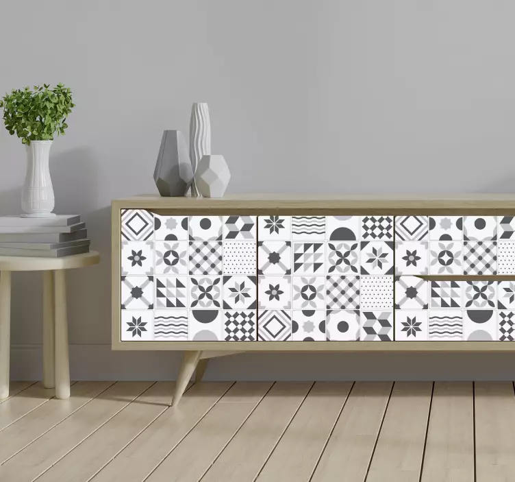 Vintage siniset laatat huonekalutarra - Tenstickers