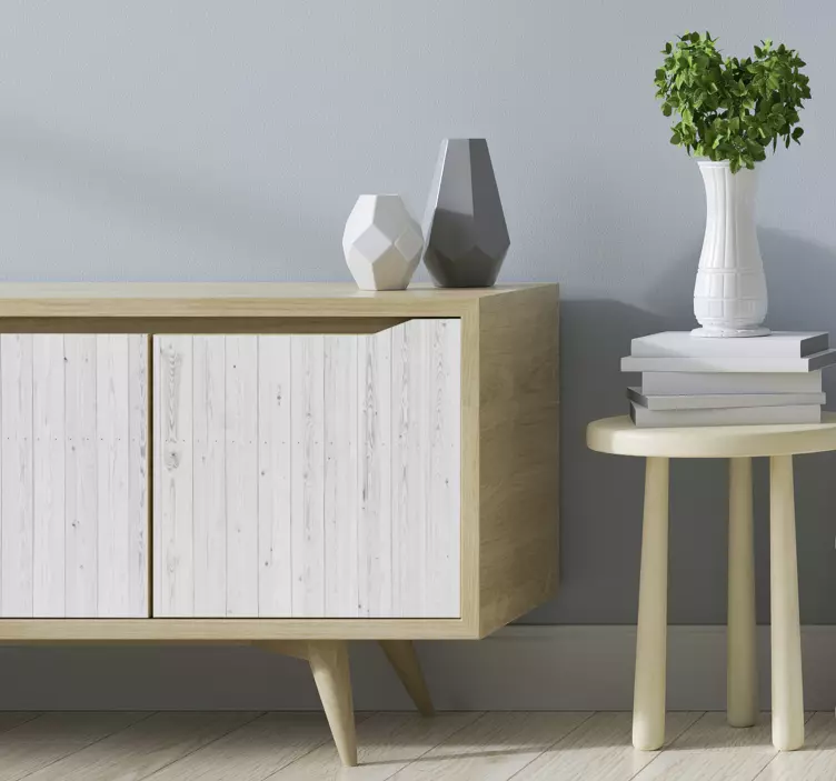 Vintage valkoinen puukuvioitu huonekalutarra - Tenstickers