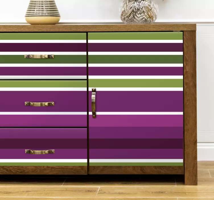 Violetti ja vihreä vaakasuora muotoilu Huonekalutarrat - Tenstickers