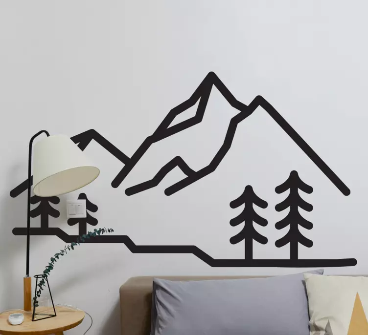 Vuori siluetti puiden alla luontotarrat - Tenstickers