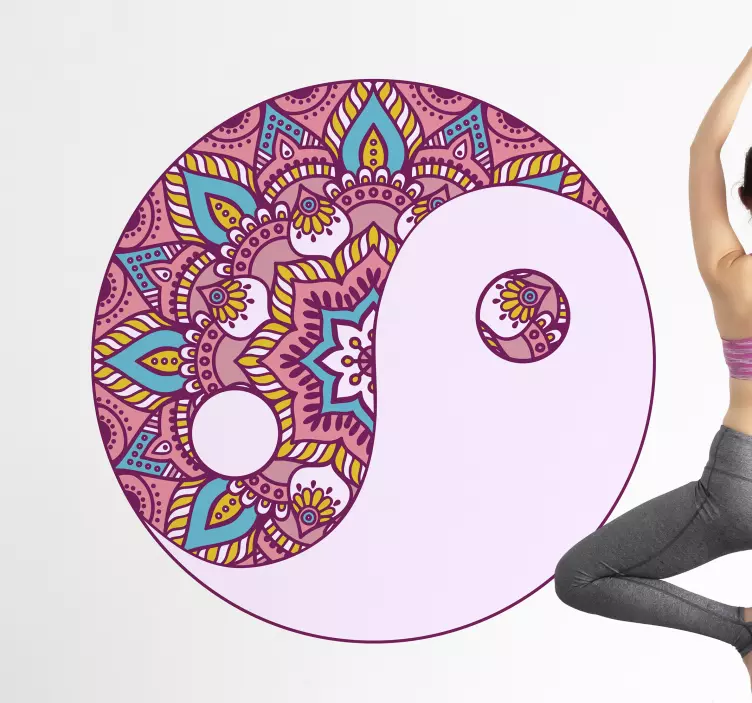 Yang mandala kukka seinä tarra - Tenstickers