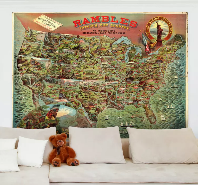 Yhdysvaltain vanha kartta tarra - Tenstickers