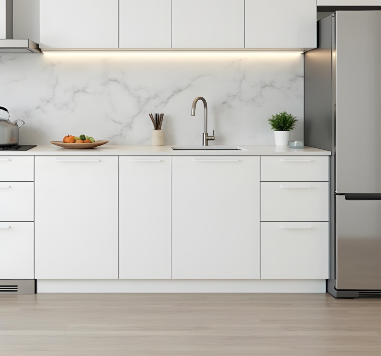 Yksinkertainen valkoinen muotoilu keittiö sisustustarra - Tenstickers