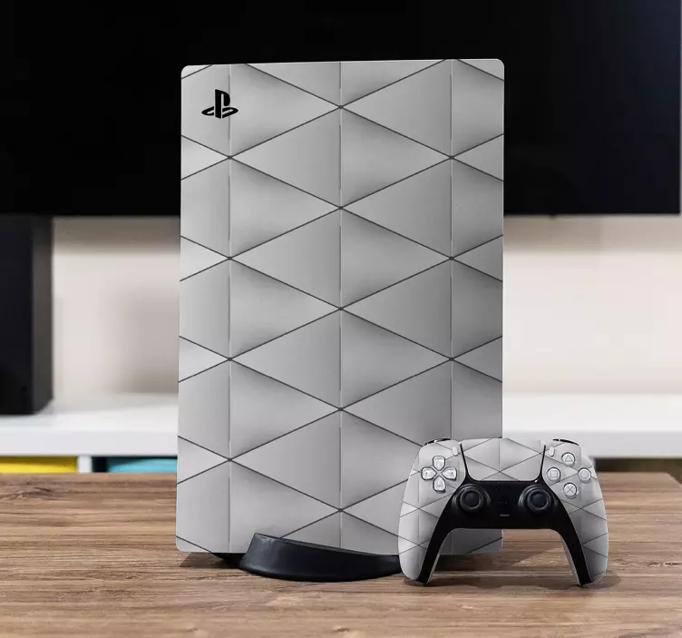 Yksinkertaiset harmaat kolmionmuotoiset muodot PS5 skin - Tenstickers
