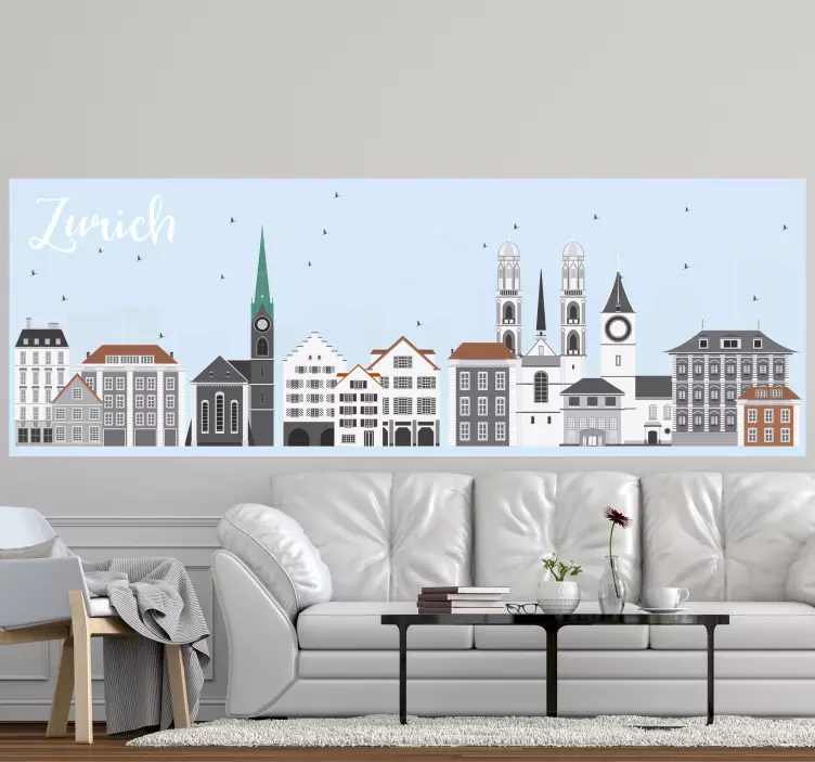 Zürichin kaupunkimaisema kaupunki ja valtiotarrat - Tenstickers