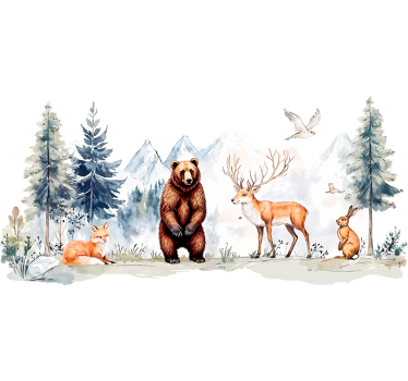 Realistinen piirretty metsä seinätarra - Tenstickers