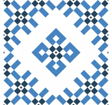 Sininen ja valkoinen geometrinen laatta tarra - Tenstickers