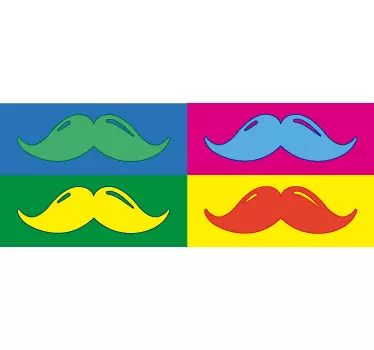 Koristereunus värikkäät pop art viikset - Tenstickers
