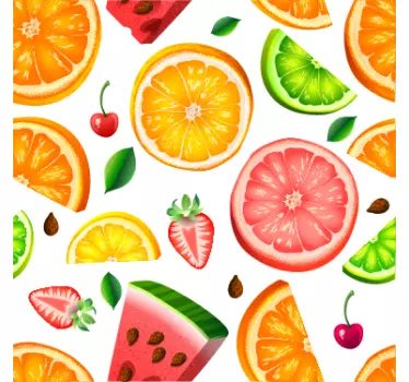 Värikäs hedelmäaiheinen koristereunus - Tenstickers