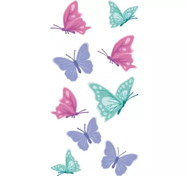 Sisustustarra pastelliperhoset - Tenstickers