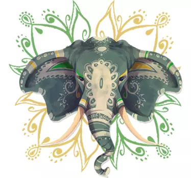 Seinätarra mandala ja elefantti - Tenstickers