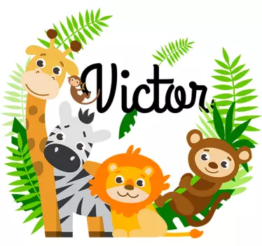 Viidakko eläin kuvitus valokuvatapetti tarra - Tenstickers