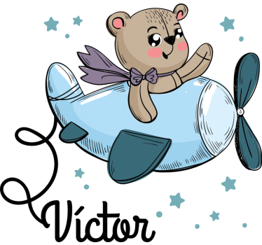 Personoitava Nalle lentoneessa sisustustarra - Tenstickers